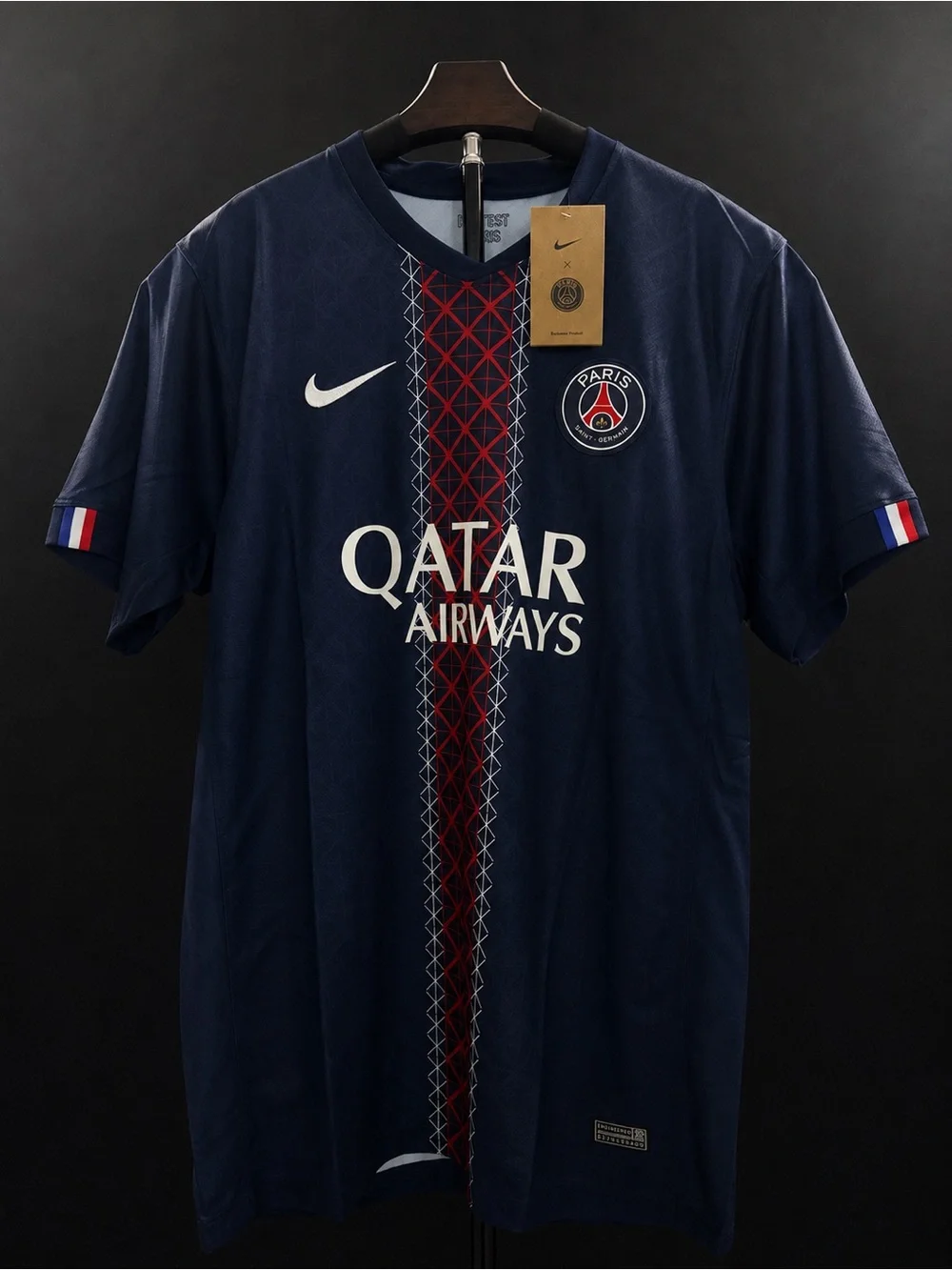 Nike Paris Saint-Germain Navy Blue Red Stripe Men's Soccer Jersey